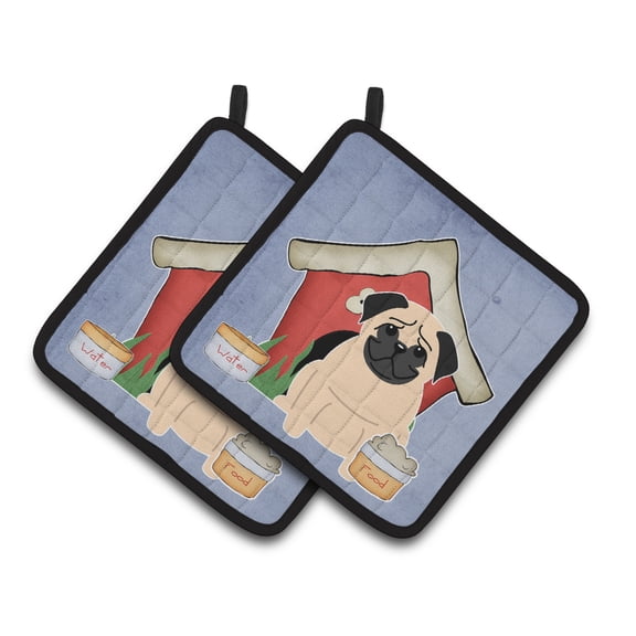 Carolines Treasures BB2762PTHD Dog House Collection Pug Fawn Pair of Pot Holders