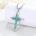 thumbnail image 4 of Coachuhhar Cross Necklace 925 Sterling Silver Western Turquoise Pendant Necklace Jewelry Gifts for Men Women, 4 of 8