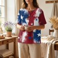 thumbnail image 5 of Womens Tops 250 Anniversary USA Flag Short Sleeve 4th of July Patriotic Summer Tops for Women Trendy Henley Button V-Neck American Flag Stars Striped Fashion Beach Vacation Clothes Red L, 5 of 10