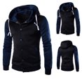 thumbnail image 3 of MRULIC winter coats for men Winter Hoodie Hooded Slim Jacket Warm Sweater Sweatshirt Coat Men Outwear Men's Coats & Jackets Navy Blue + M, 3 of 3