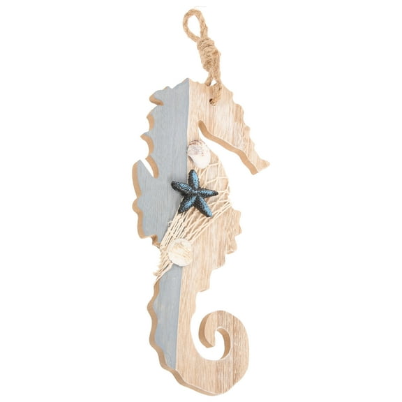 GOOHOCHY Beige Seahorse Wall Decor Nautical Style Coastal Art for Home Decoration Density Board Rope 7.5 Inches