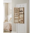 thumbnail image 7 of Generic Jewelry Cabinet Lockable Wall-Mounted Jewelry Organizer Armoire Unit with 2 Plastic Cosmetic Storage Trays Full-Length Frameless Mirror Toasted Oak Color, 7 of 7