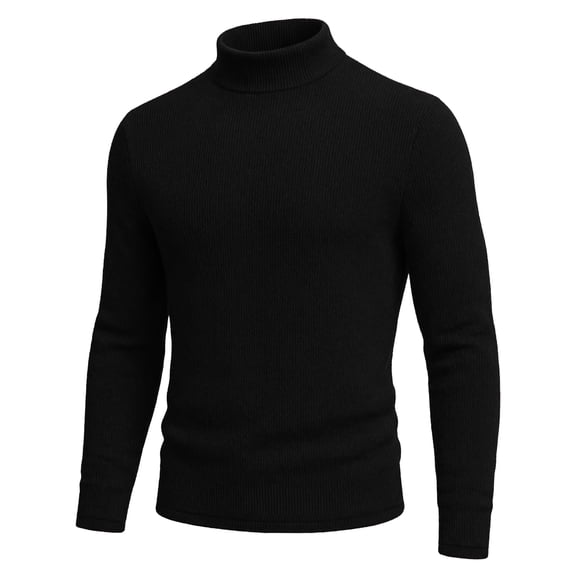Mock Turtleneck For Men Fleece Shirt Warm Winter Long Sleeve Thermal Ribbed Jack Black Shirt (S)