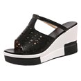 thumbnail image 5 of Rokment Womens Platform Wedge Backless Slides Sandals Ladies Openwork Leather Peep Toe Color Block Chunky Heels Mules Dress Slip on Slippers Summer 2026, 5 of 8