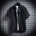 thumbnail image 1 of Camisas De Trabajo A Cuadros De Manga Corta De Gran Tamaño Formales Informales Para Hombres, 1 of 3