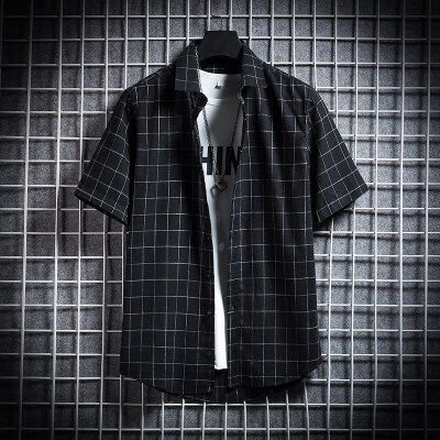 Camisas De Trabajo A Cuadros De Manga Corta De Gran Tamaño Formales Informales Para Hombres