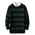 thumbnail image 2 of Mens Jacket Sweater Oversized Knit Solid Unisex Woven Crewneck Knitted Bussiness Casual Sweater For Men,Green,L, 2 of 4