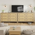 thumbnail image 4 of Rattan Dressers for Bedroom, Boho Tall Drawer Dresser with Storage, Wooden Closet Dressers Chest of Drawers Freestanding for Bedroom, Nursery, Living Room, Natural, 4 of 9