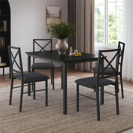 Mainstays 5-Piece Dining Table and Chair Set for 4, Black