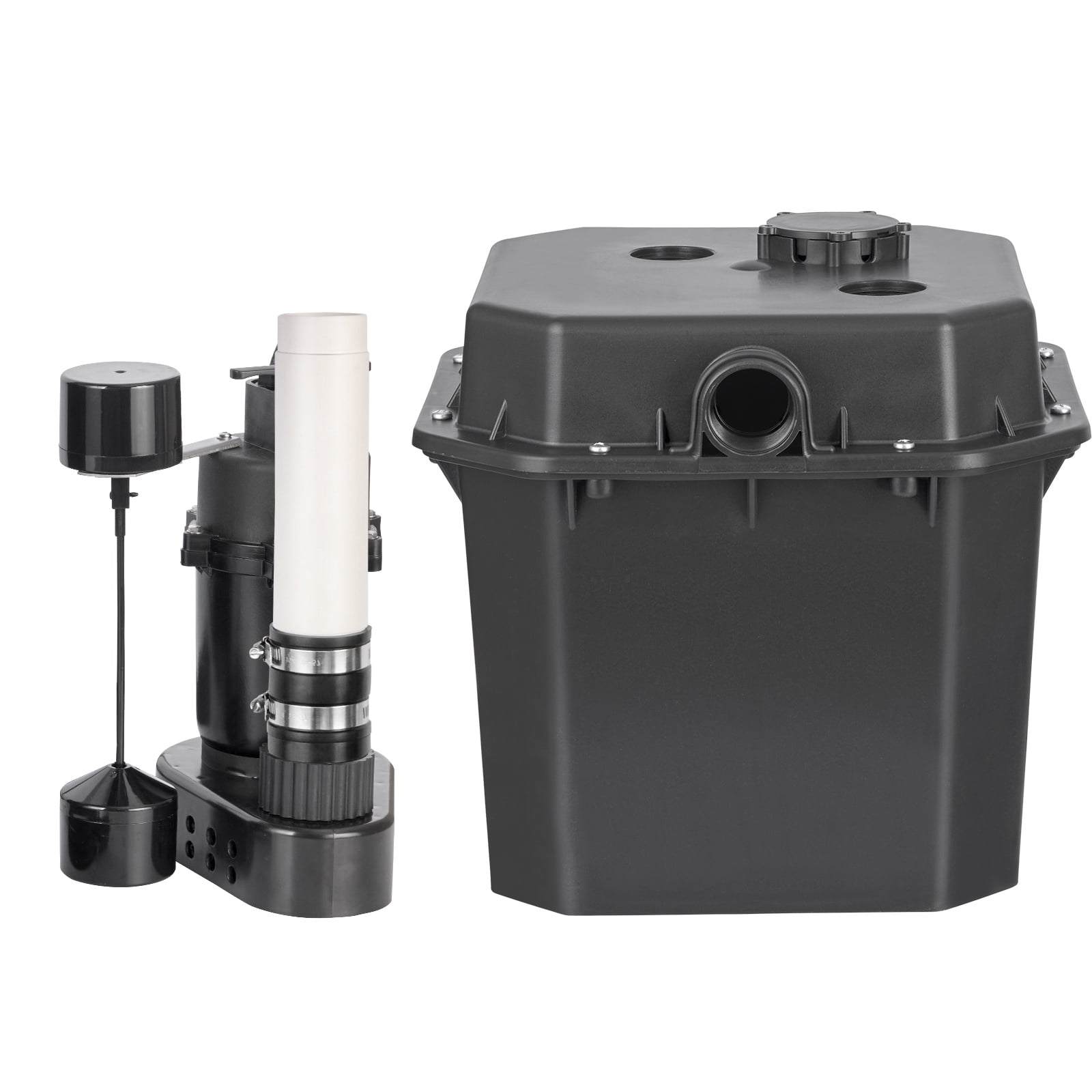 VEVOR Utility Sink Pump, 1/2 HP, 120-Volt, 3500 GPH Flow, 28 ft Head, Under-Sink Sump Pump System with 6 Gallon Basin, Automatic Utility/Laundry Sink Pump, Drain Pump with 1-1/2" NPT Outlet, Black