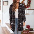thumbnail image 3 of Cárdigan largo de Navidad para mujer, estampado de copos de nieve, manga larga, cárdigan abierto holgado a la moda para mujer, para otoño, Navidad, negro, XL, 3 of 6