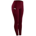 thumbnail image 3 of WLJ Women Solid Color High Waist Tummy Control Side Pocket Yoga Pants, 3 of 3