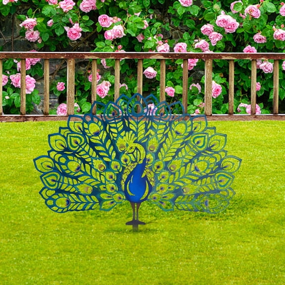 HCJKDU Peacock Garden Decor, Easy Installation & Hollow Metal Garden Decor Peacock, Yard Art Animal Statue for Lawn Outdoor Decor