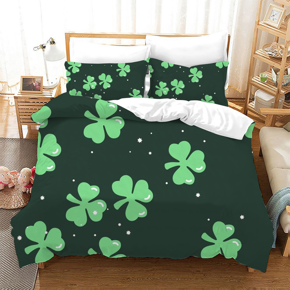 St. Patrick's Day Irish Day Attractive Clover Fourleaf Print Bedding