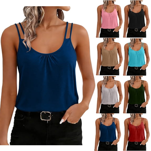 Admvng Womens Athletic Tank Tops Double Strap Sleeveless Workout Shirts Breathable Tops for Running & Gym