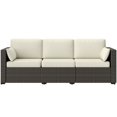 thumbnail image 1 of Cream White 3-Seater PE Rattan Outdoor Sofa with Cushions | Patio Conversation Couch for Garden, Poolside & Terrace Seating | Durable & Weather-Resistant, 1 of 7
