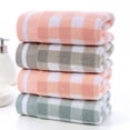 thumbnail image 2 of Nvzi Toallas de baño de 2 piezas, 13,78 x 29,53 pulgadas, 125 g, toalla de cara a cuadros para adultos de 32 hebras, peso ligero, toallas de secado rápido para su baño (marrón), 2 of 5