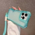 thumbnail image 3 of 3-in-1 Clear Phone Case For iPhone 16 Pro Max,Shockproof Protective Transparent Case,Heavy Duty Protection,With Wrist Strap,Rugged Anti-drop Non-Slip Tough Durable Phone Case,Lightblue, 3 of 10