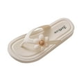 thumbnail image 2 of Xfvqtps Flip Flops for Womens Thick Sole Flower Decor Beach PVC Sandals White, 2 of 8