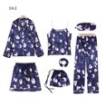 thumbnail image 1 of maytalsory Ensemble de Sommeil 7 Pcs Robe de Nuit Imprimée Costume Femme Gilet Shorts avec Bandeau Ensemble de Pyjama Fille, TG, 1 of 8