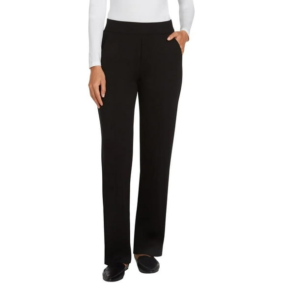 Matty M Women's Pull On Straight Leg Office Pants Black, Sz XS