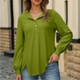 thumbnail image 5 of Ediodpoh Womens Casual Crewneck Button Down Long Sleeve Pullover Womens Sweatshirts Top Soft Comfortable Knit Blouse for Everyday Wear Green XXL, 5 of 9