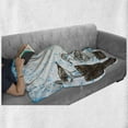thumbnail image 6 of Seagulls Soft Flannel Fleece Blanket, Gulls Resting on Wooden Pillars Grungy Sketched Print with Abstract Backdrop, Cozy Plush for Indoor and Outdoor Use, 70" x 90", Blue White Brown, by Ambesonne, 6 of 6