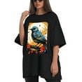 thumbnail image 4 of Plus Size Shirt for Women Black Tops for Women Oversized Short Sleeves Shirt for Women Ohio Bird T Shirt Crewneck Shirt for Women XL, 4 of 5