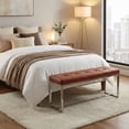 thumbnail image 6 of Cortesi Home Livio Contemporary Narrow Tufted Bench, Brown Leather like Vinyl, 6 of 8