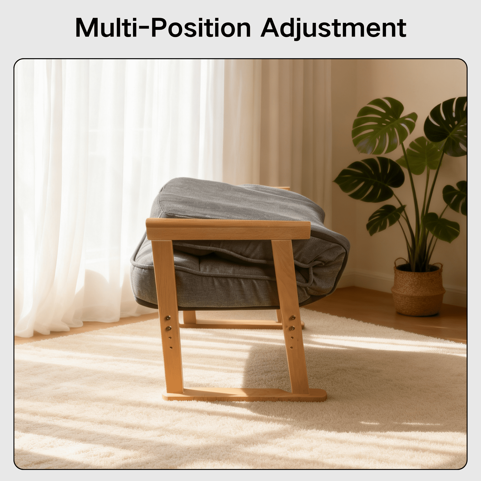 Leumius Modern Lounge Chair with Adjustable Seat Height and Three-Level Lumbar Angle Adjustment for Living Room, Bedroom, Study and Attic Gray