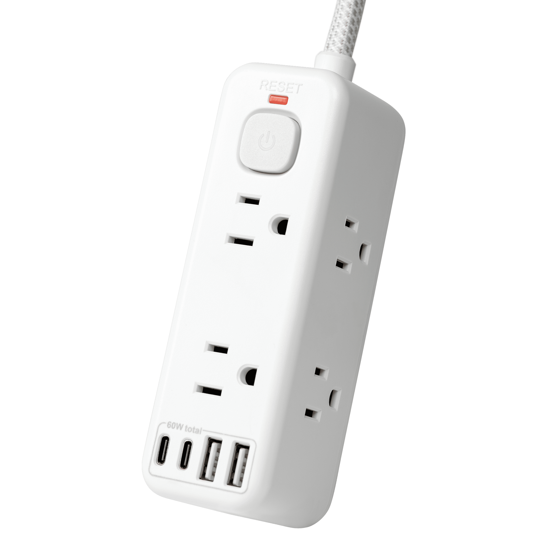 Hyper Tough USB Power Strip, 6ft Extension Cord, 6 Outlet, USB-A, USB-C, 900J Surge Protector, White