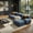 Blue, variant on Demi Bonn 4-Seat L-Shaped Modular Sofa, 32D High-Resilience Sponge, Chaise Design, Extra-Wide Curved Armrests, Anti-Slip Base, Free Combination, No Assembly, for Study Living Room Media Room, Black