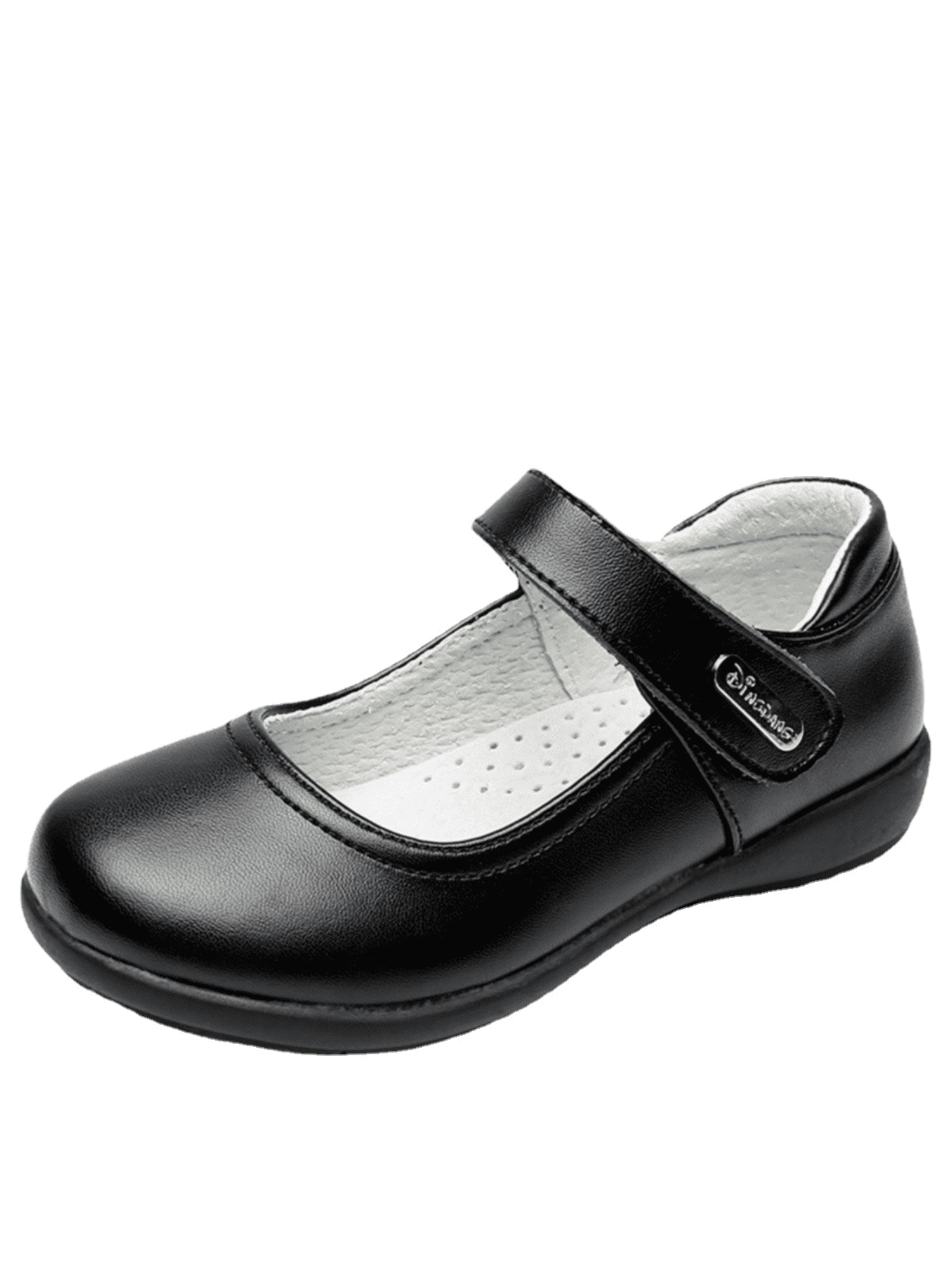 Cowhide School Uniform Shoes Girls Flats pigskin Lining Black Shoes 118Y
