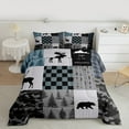 thumbnail image 2 of Manfei Hunting Moose Bear Queen Comforter Set, Gray Black Blue Rustic Plaid Bedding Sets, Nature Adventure Theme Bedding Comforter Set, Luxury Bedroom Decor, 2 of 8