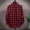 thumbnail image 6 of Plaid Shirts Men Casual Trendy Plus Size Baggy Long Sleeve Button Down Lapel Shirt Loose Fall Breathable Lightweight Jackets for Men Red 41, 6 of 6