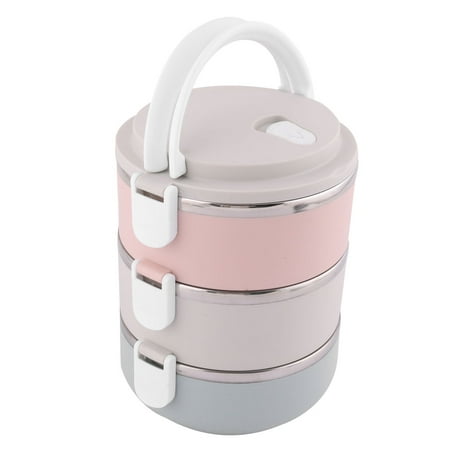 Household School Cylinder Food Rice Meat Storage Holder Lunch Box