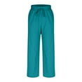 thumbnail image 6 of Womens Yoga Capris Casual Solid Color Bandage Elastic Waist Comfortable Pocket Trousers Light Blue S-3XL, 6 of 7