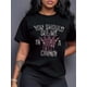 thumbnail image 1 of Camisetas de manga corta para mujer, camisetas de verano estampadas, cómodas, divertidas y casuales, para vacacionesWomen's "You Should See Me in a Crown" Graphic Tee - Casual Black Crew Neck Short-, 1 of 8