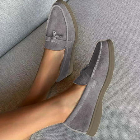 

Cathalem Fashionable Women Shoes Large Flat Sole Lefu Shoes Single Shoes Small Leather Women Wide Width Shoes Business Casual Grey 7