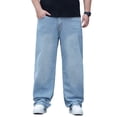 thumbnail image 3 of YABCSAZ Mens Baggy Jeans Casual Loose Fit Wide Leg Denim Pants Vintage Relaxed Stretch Comfortable Straight Leg Jeans Big and Tall Jeans for Men with Pockets, 3 of 9