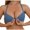 Blue, variant on Women's Ribbed Wireless Triangle Bra Front Snap Closure Fixed Cup Side Support Breathable Lift Comfort Bustier