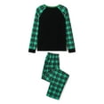 thumbnail image 6 of Elippeo Christmas Family Pajamas Matching Set, Long Sleeve Letters Print T-shirt with Plaid Pants Sleepwear Loungewear, 6 of 10