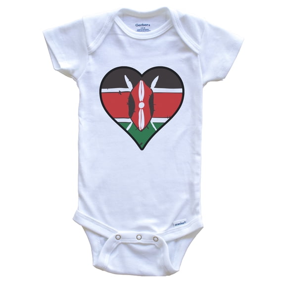 Kenya Heart Kenyan Flag Baby Bodysuit