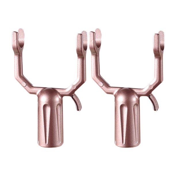 2 piezas de horquillas de conexión para barra de ropa, cabezales de poste de secado, horquillas de repuesto de aleación de aluminio para colgar, Oro rosa