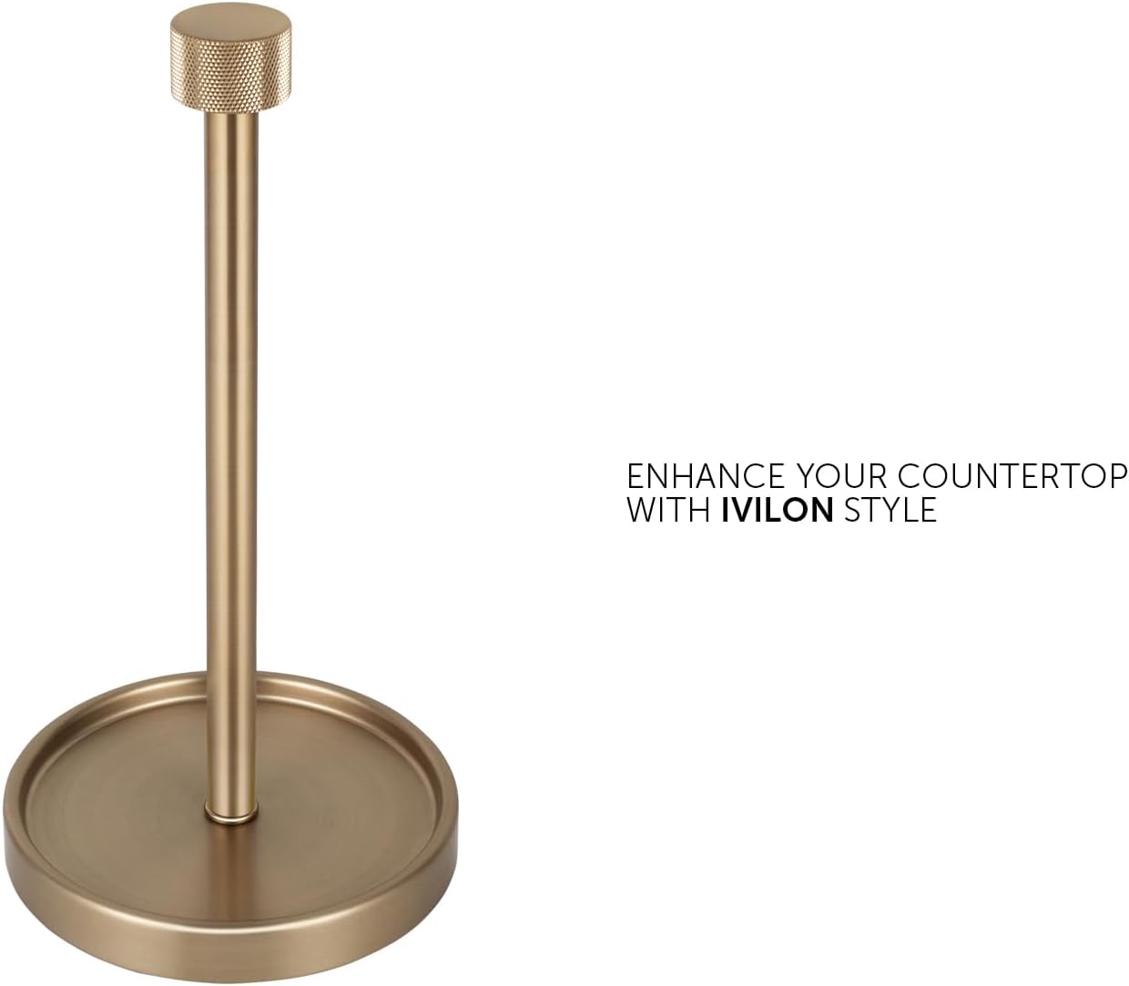 Countertop Paper Towel Holder - Modern Knurling End Cap Minimalist Design - Color Warm Gold