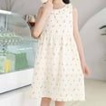 thumbnail image 6 of Spazoro Toddler Girls A-Line Dress, Crew Neck Floral Print 2025 New Style Sleeveless Summer Dresses for Child Girls Beige Size 12 T, 6 of 6