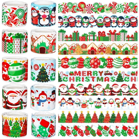 Borde para tablón de anuncios navideños de Wiooffen, 80 m, 10 rollos