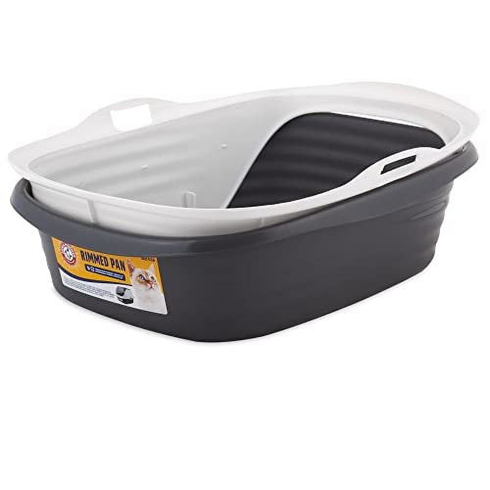 Arm & Hammer Rimmed Wave Cat Litter Pan, Open Top Entry Cat Litter Box, Large, Grey