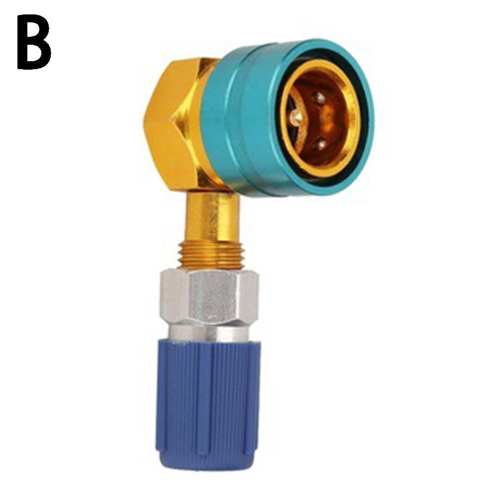 R1234YF to R134A Quick Coupler Adapter Set, High & Low Side AC Charging Connectors, Brass Auto Shut Off Fittings for Car Air Conditioner Refrigerant Service Tool