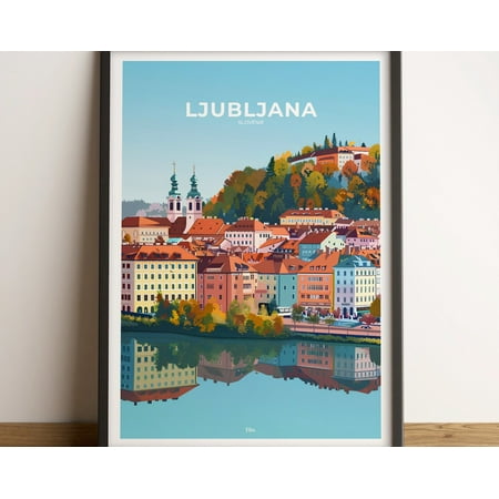 LJUBLJANA poster · Ljubljana travel poster · Ljubljana art print · Ljubljana poster · Slovenia · izable gift, 8x12 UNFRAMED